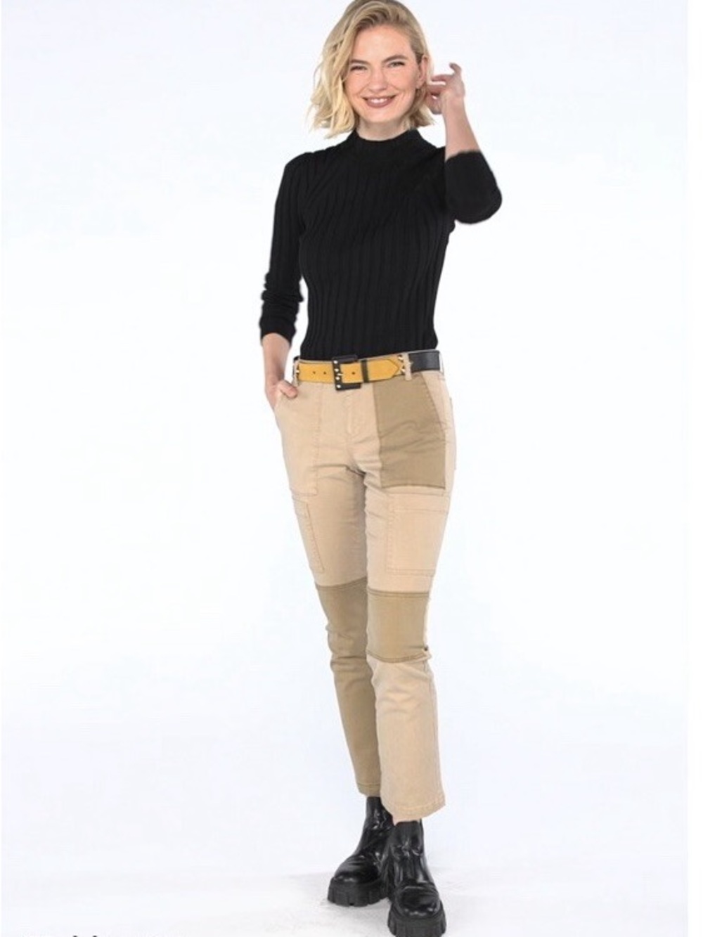 NEW CAbi 4510 Captain Two Tone Khaki Patchwork Utility Pant Size 16
